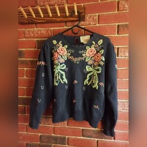 Vintage floral knit sweater